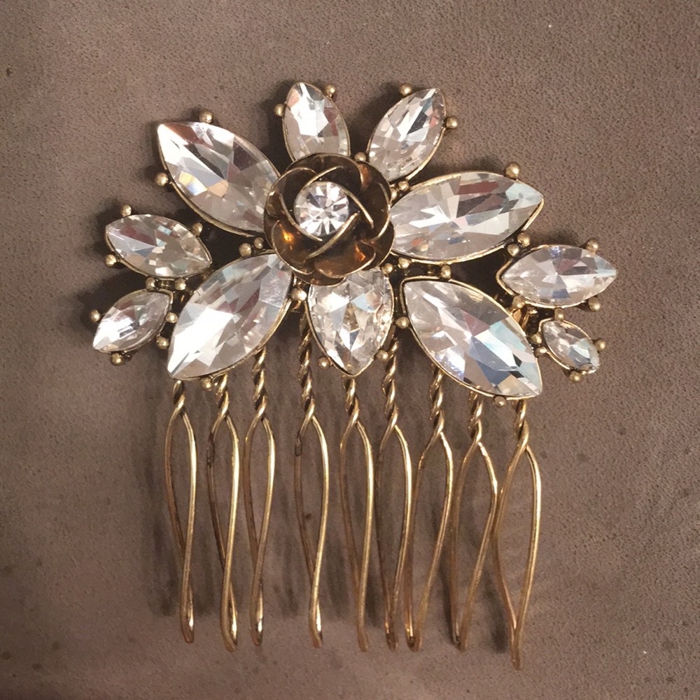 Antique gold bridal hair comb